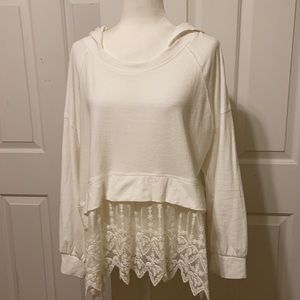 EUC This is NOT your typical hoodie! Cream lace bottom